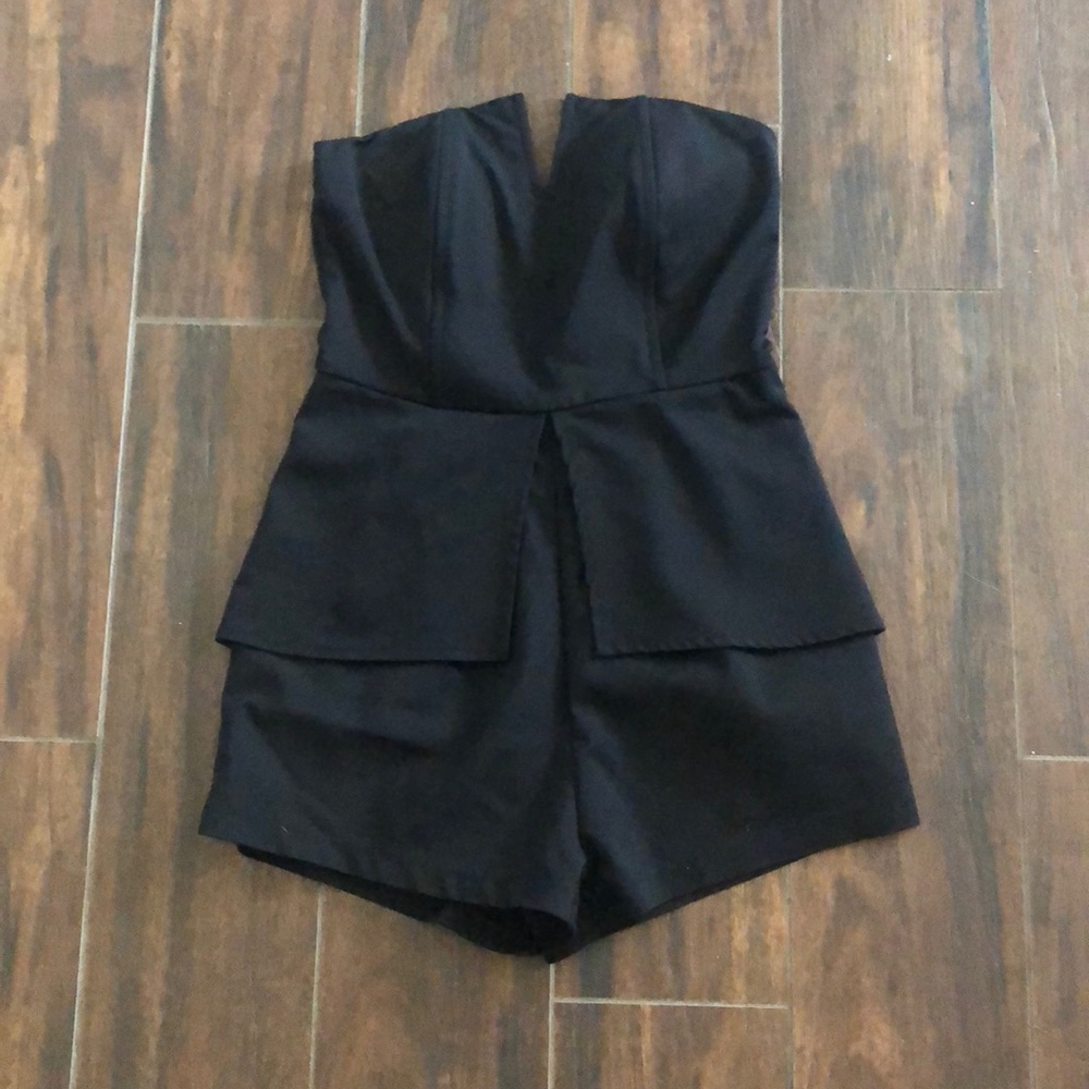 Strapless black romper